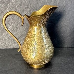 Ornate brass Floral Pitcher small decor
